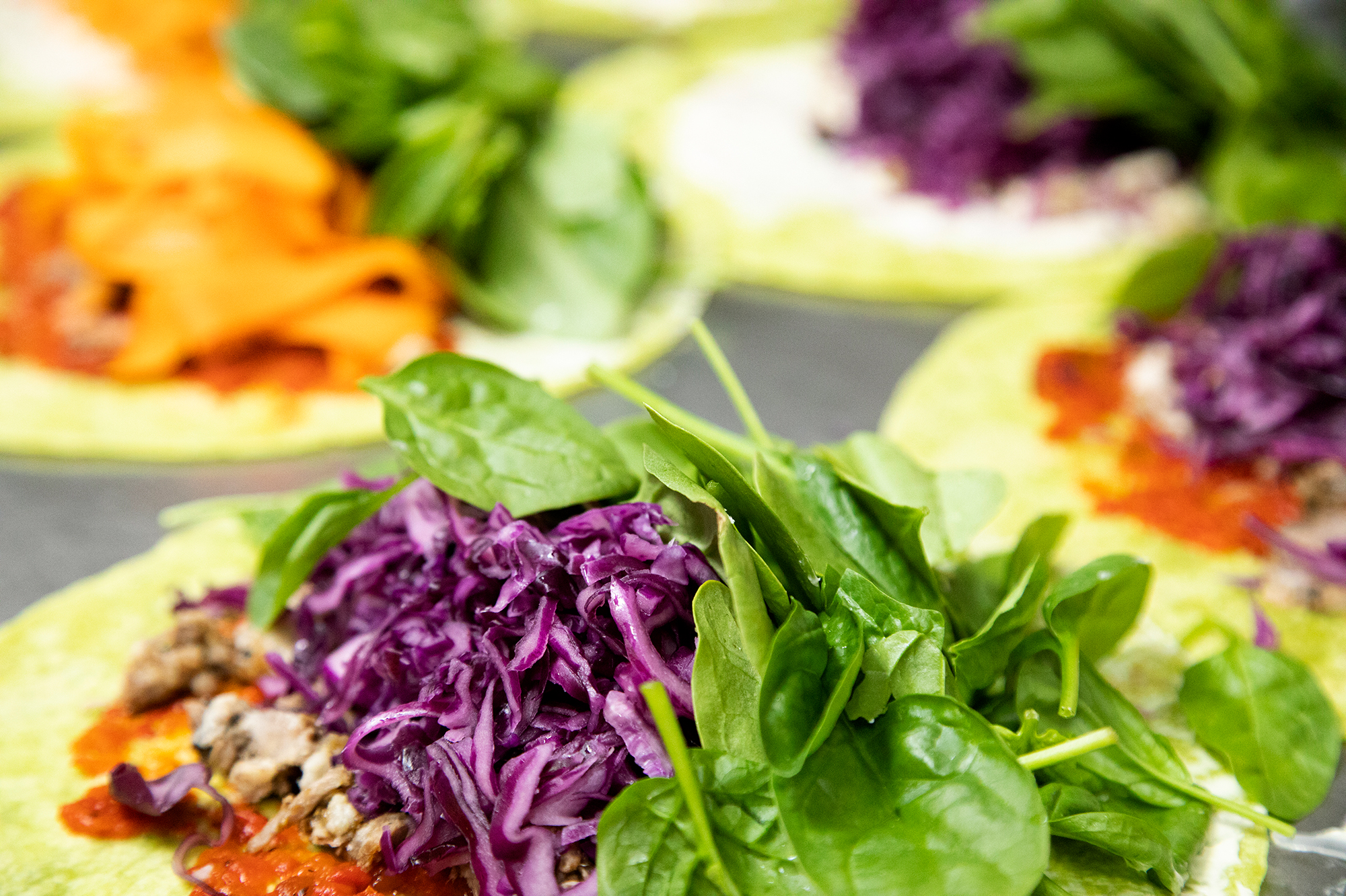 Fresh wraps being prepared Dux Gutz kitchen Brisbane